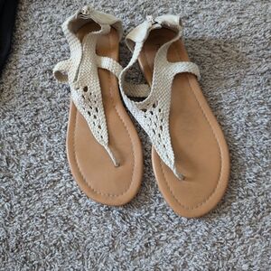Maurices Cream Textured Sandals